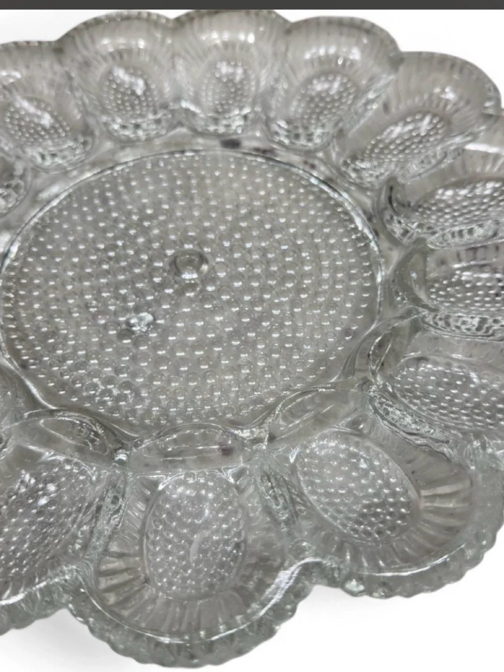 Clear Pressed Glass Deviled Egg / Serving Plate